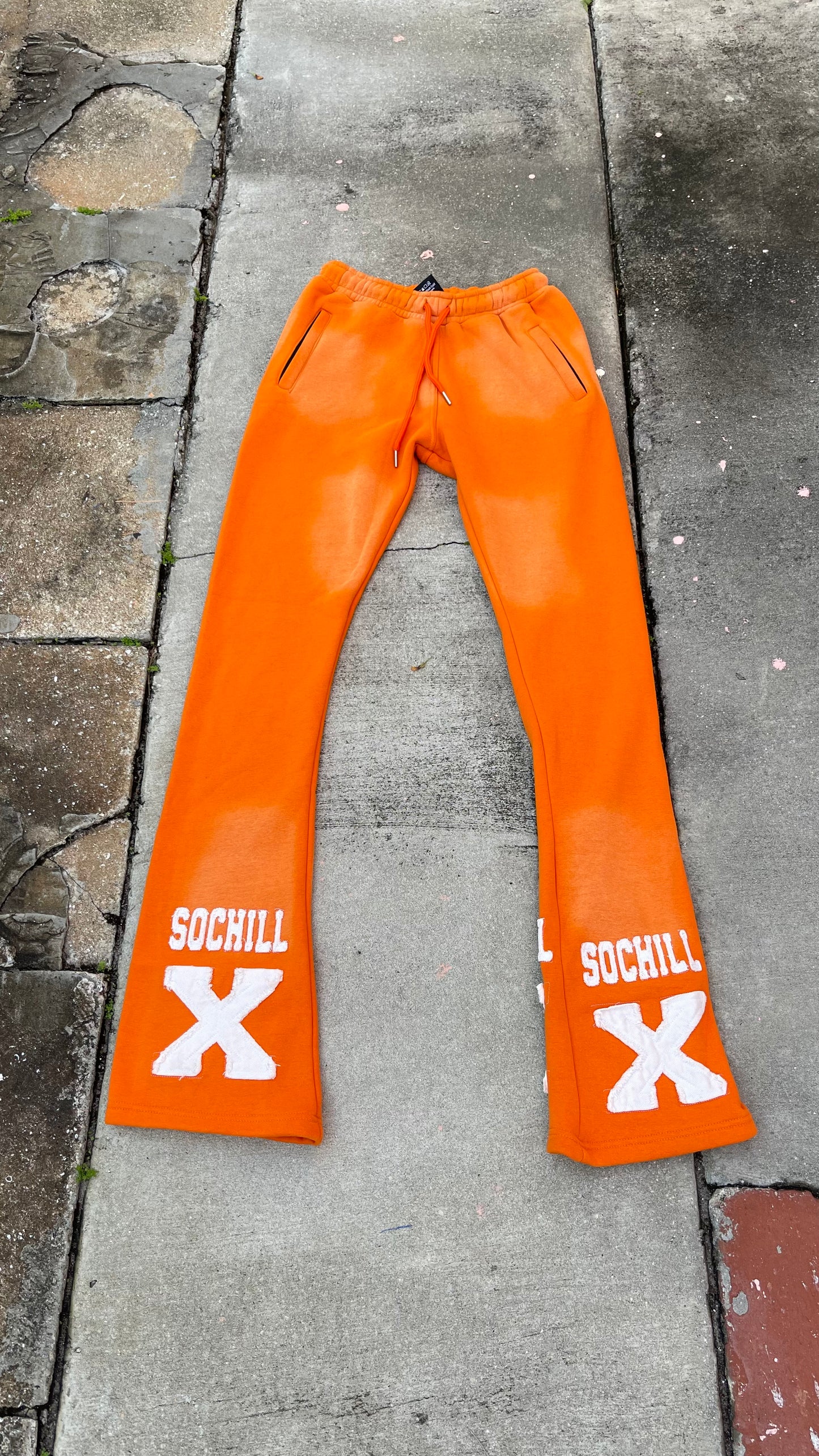 Stacked Acid Wash Pants